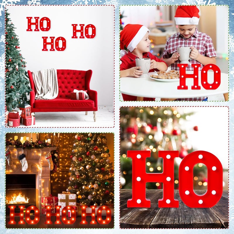 EDYCON Store Christmas Letter Lights Sign Table Decorations Christmas LED Light up Letters Battery Powered Letter for Home Bar Party Bedroom Tabletop Indoor Decor Gift(HOHOHO) - Image 5